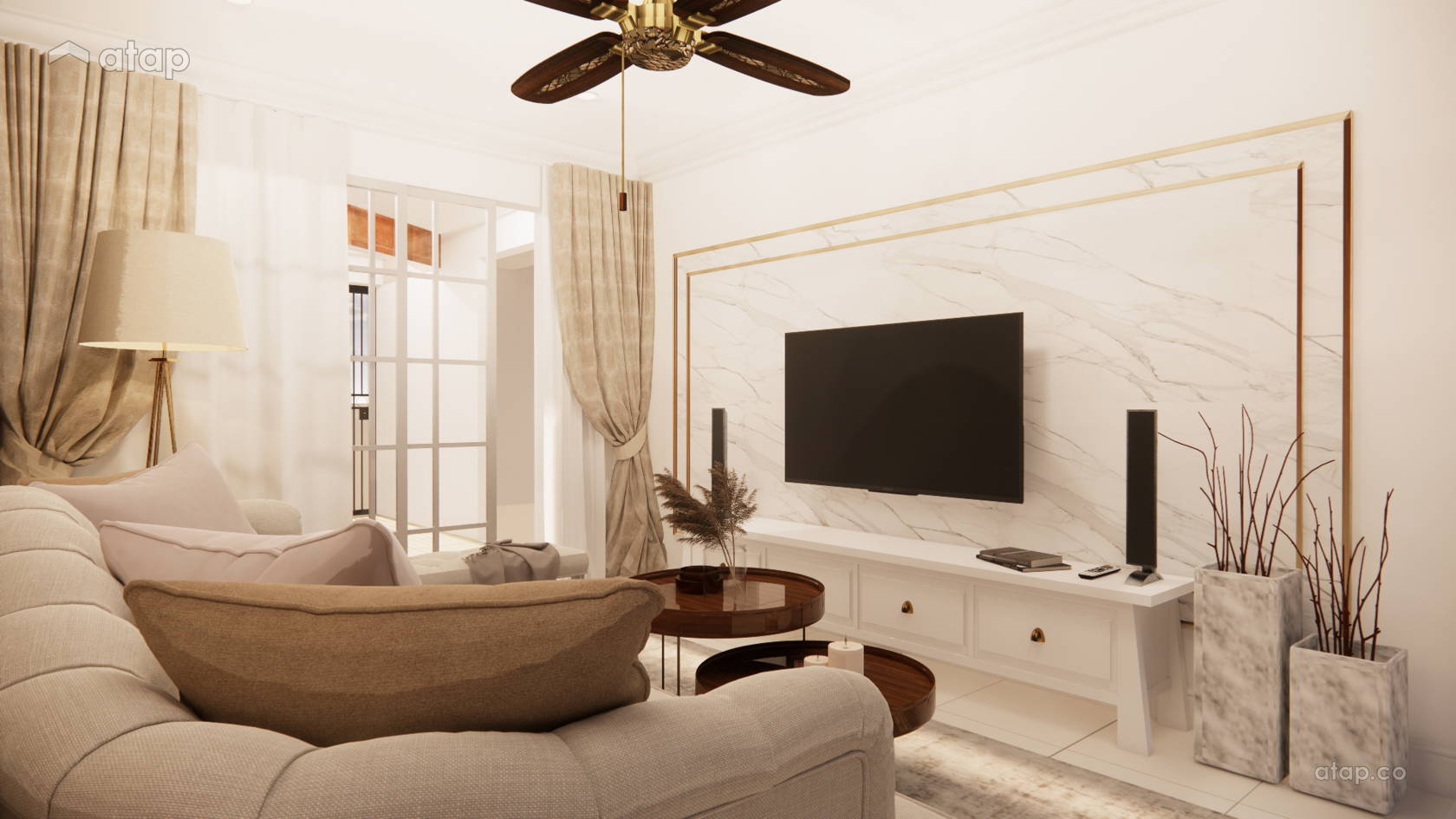 Classic Vintage Family Room Living Room terrace design ideas & photos