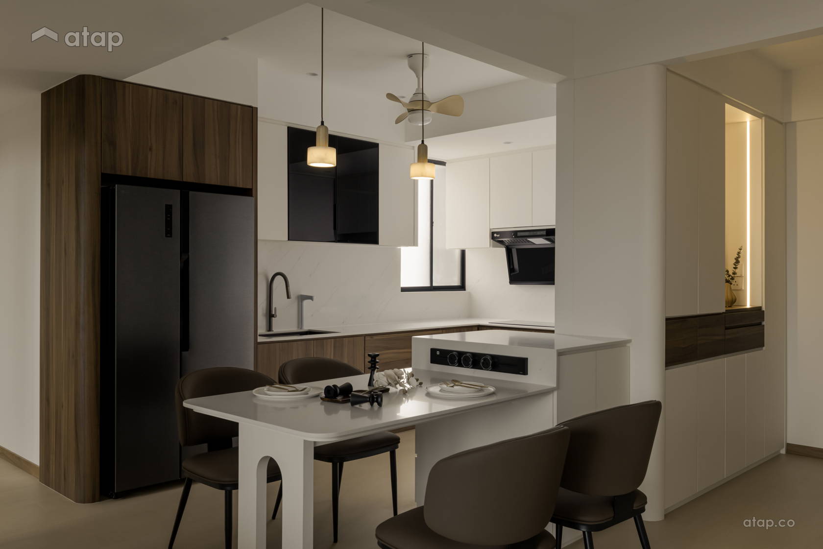Contemporary Minimalistic Dining Room Kitchen condominium design ideas ...