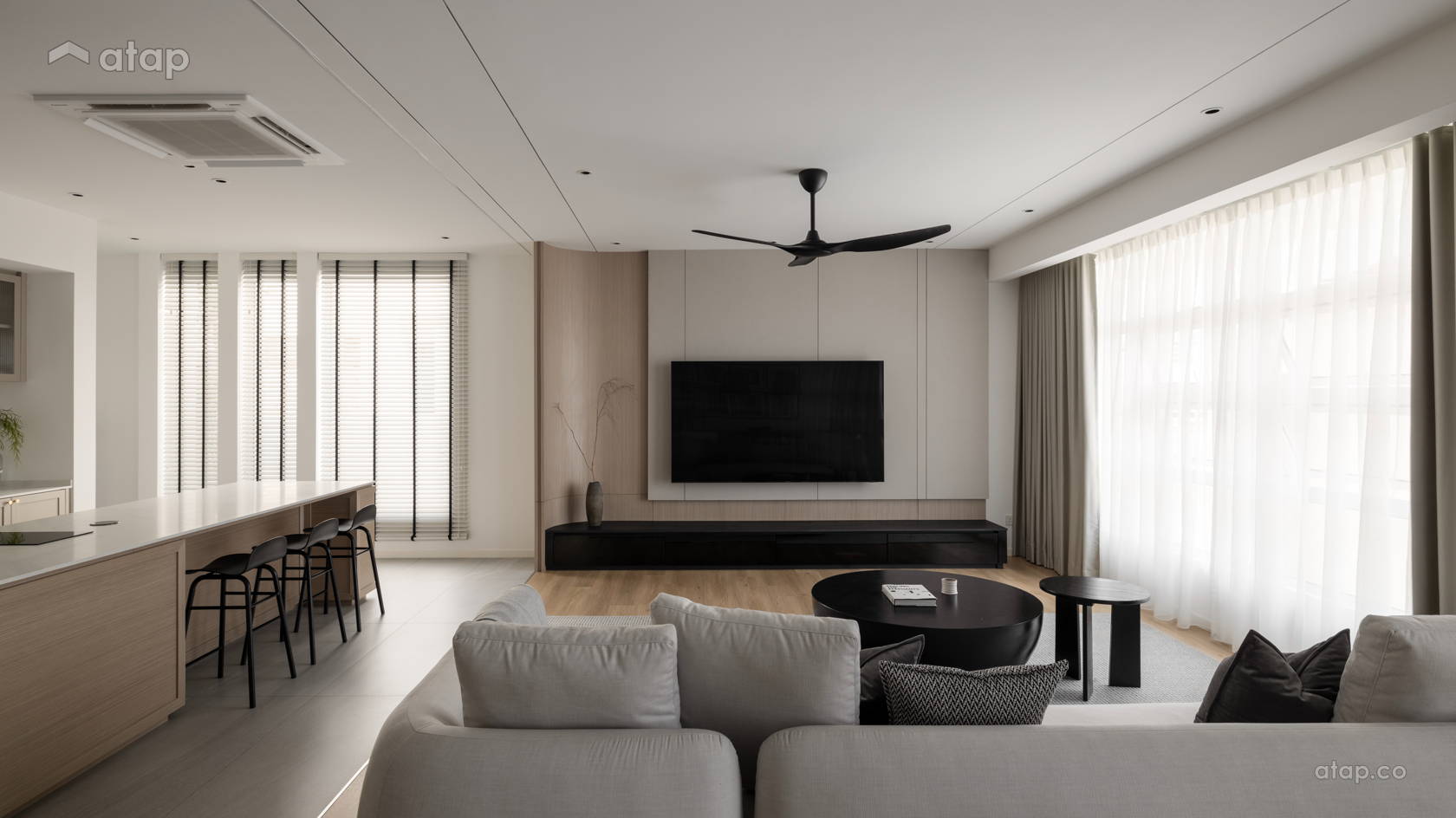 Image showcasing Country Scandinavian Living Room semi-detached design ideas & photos ...
