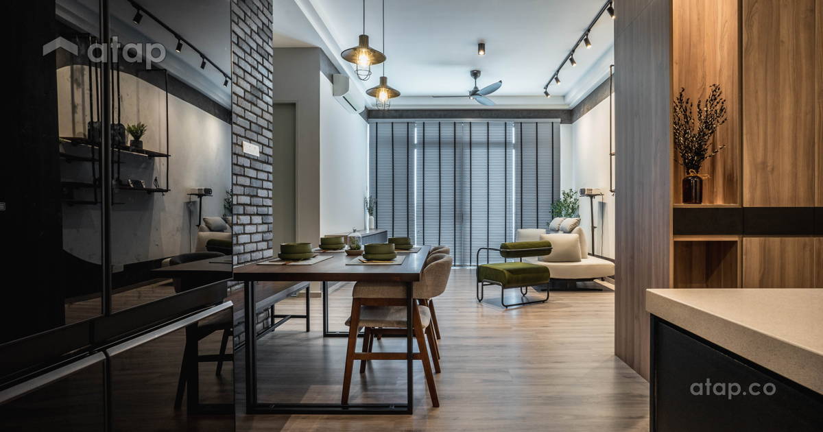 Contemporary Industrial Dining Room Condominium Design Ideas Photos Photo Inspiration