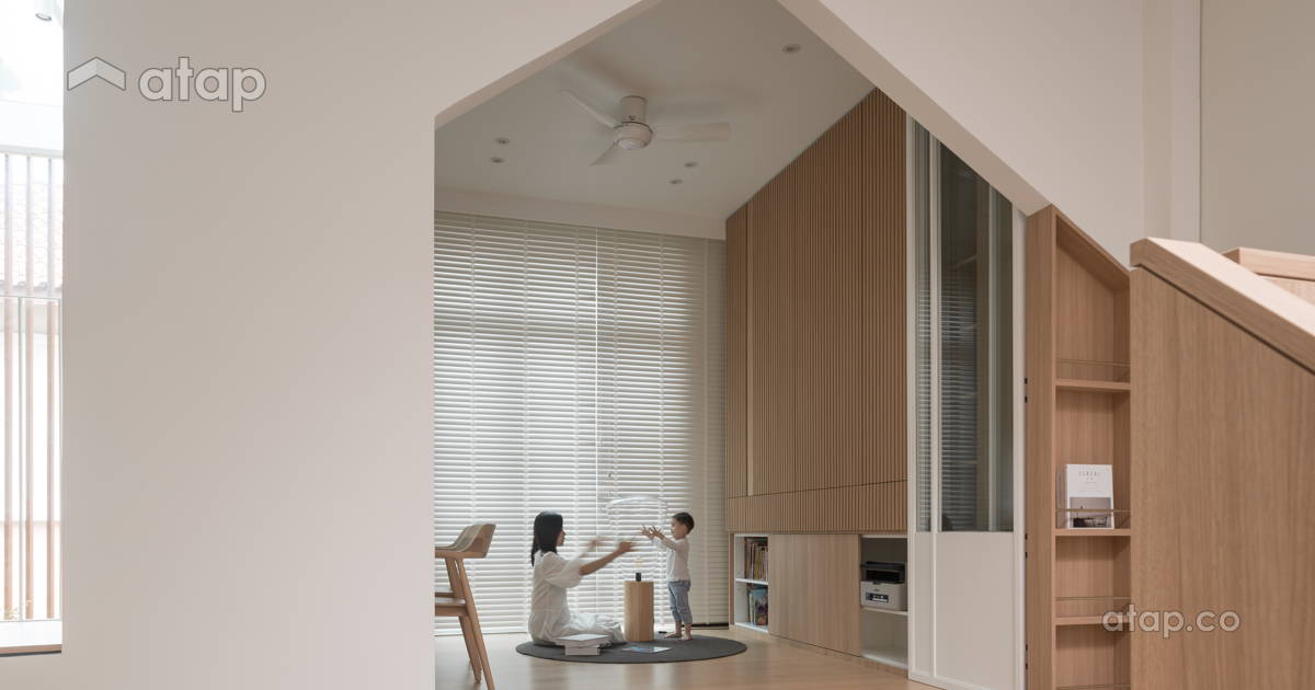 Contemporary Zen Foyer Study Room semi-detached design ideas & photos ...