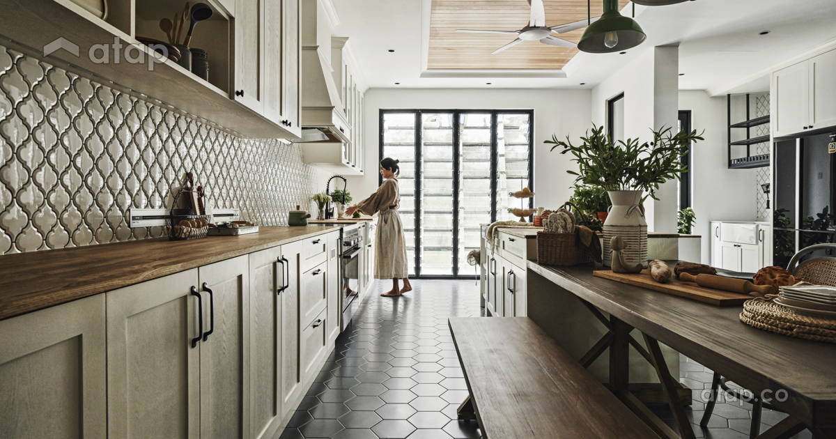 Rustic Vintage Kitchen semidetached design ideas & photos Malaysia