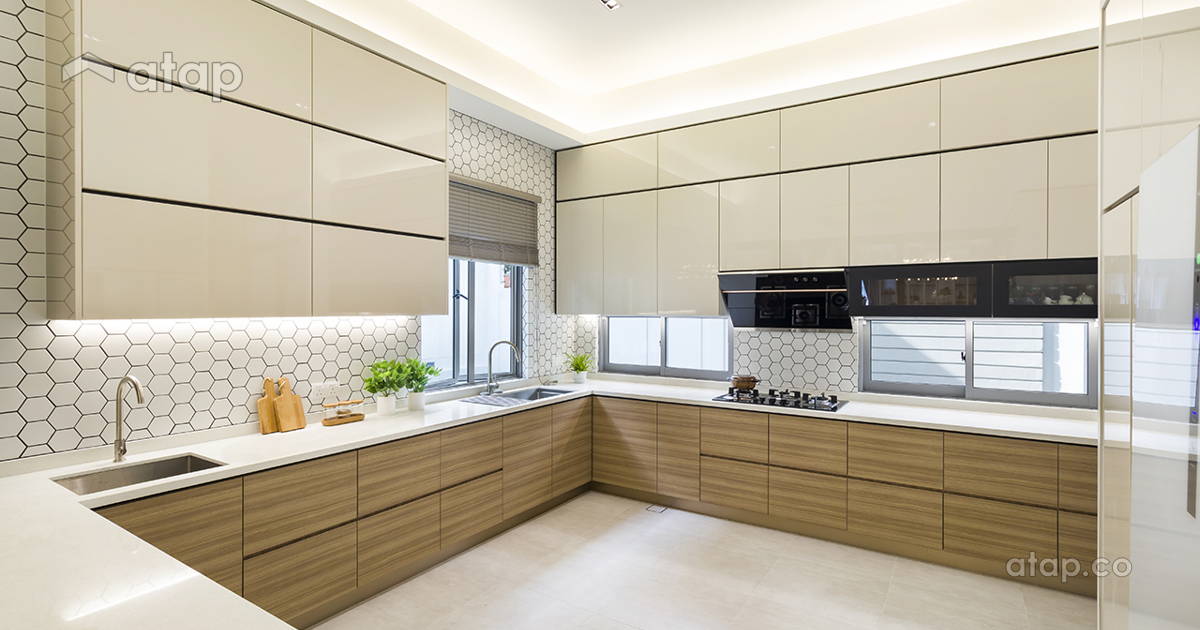 Asian Industrial Dining Room Kitchen semi-detached design ideas ...