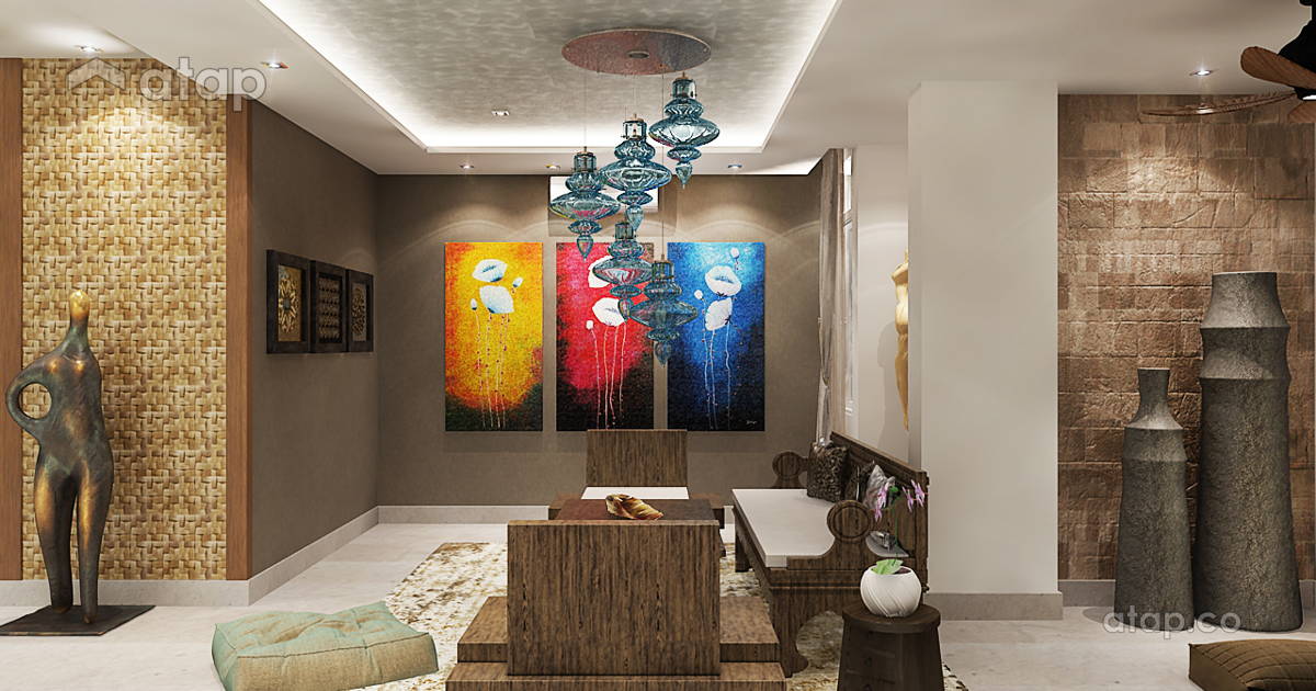 Rustic Asian Style Asian Rustic Living Room semi-detached design ideas & photos Malaysia ...