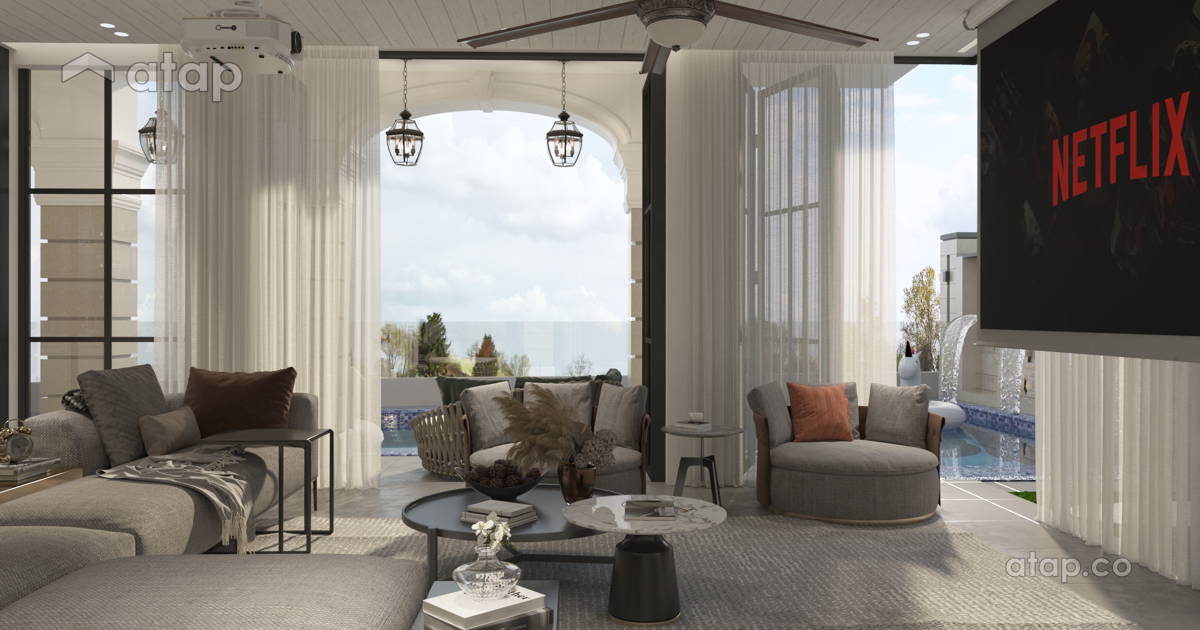 Classic Contemporary Family Room bungalow design ideas & photos ...