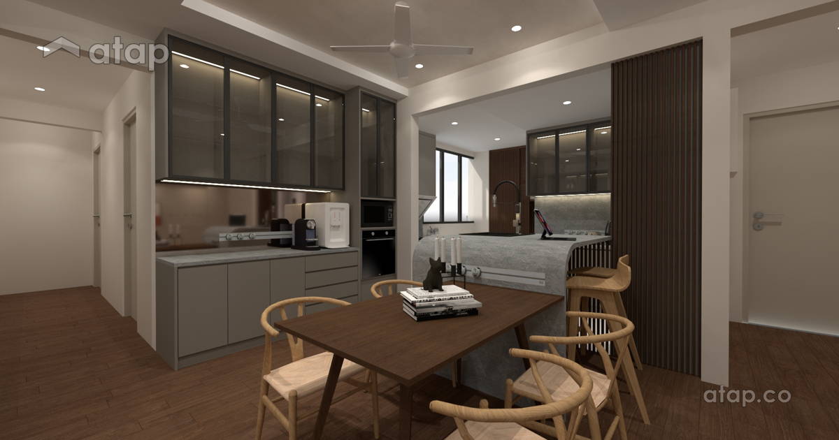 View of Modern Scandinavian Dining Room Kitchen condominium design ideas ...