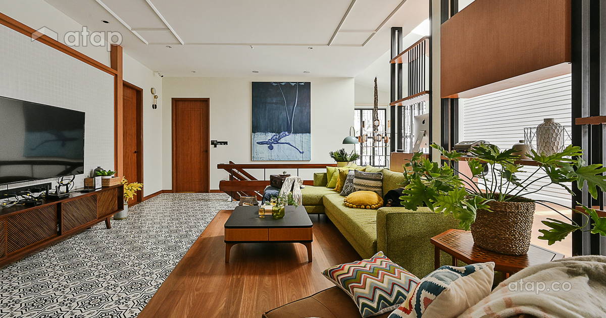 Retro Vintage Family Room bungalow design ideas & photos Malaysia Atap.co