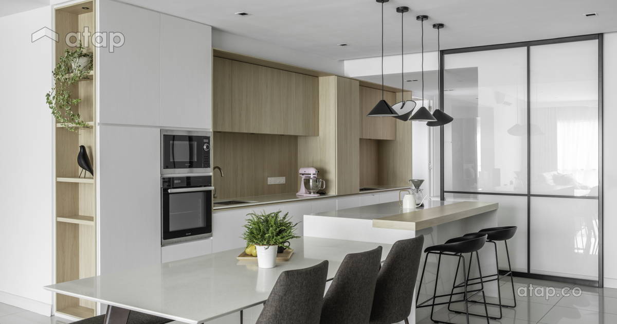 Scandinavian Zen Dining Room Kitchen condominium design ideas & photos