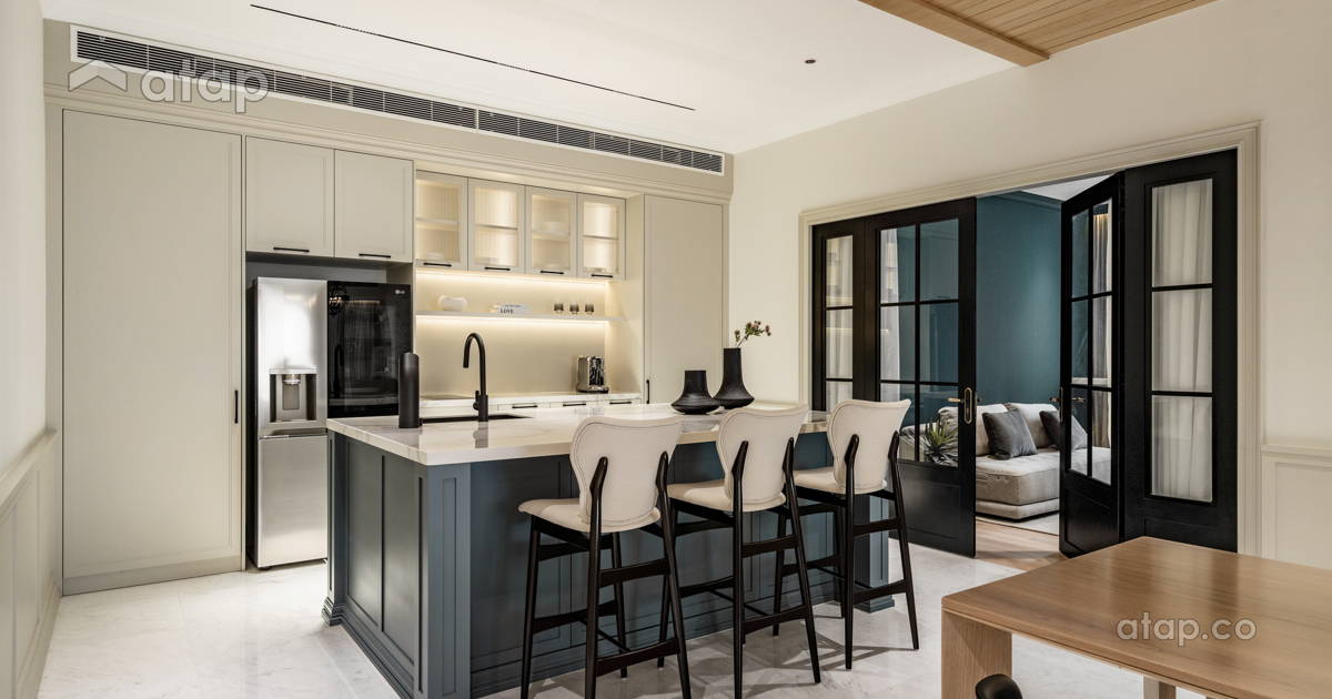 Classic Contemporary Family Room Kitchen condominium design ideas