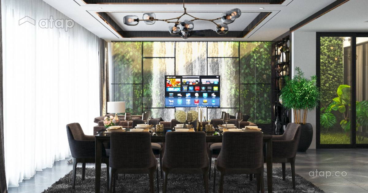 Contemporary Modern Dining Room Living Room bungalow design ideas ...