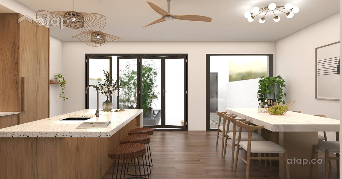 Minimalistic Modern Dining Room Kitchen terrace design ideas & photos