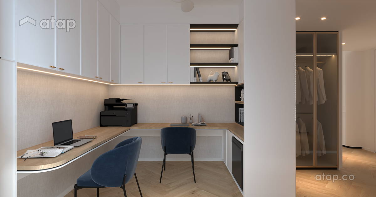 View of Modern Scandinavian Office Study Room condominium design ideas & photos ...