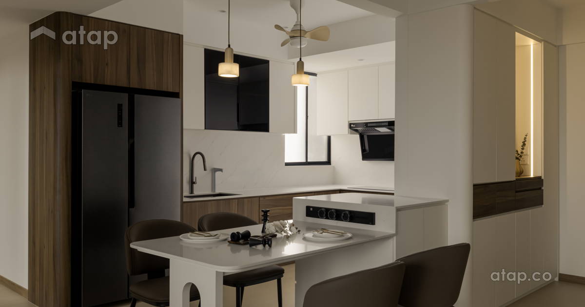 Contemporary Minimalistic Dining Room Kitchen condominium design ideas ...