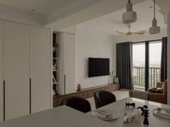 Contemporary Minimalistic Dining Room Living Room condominium design ...