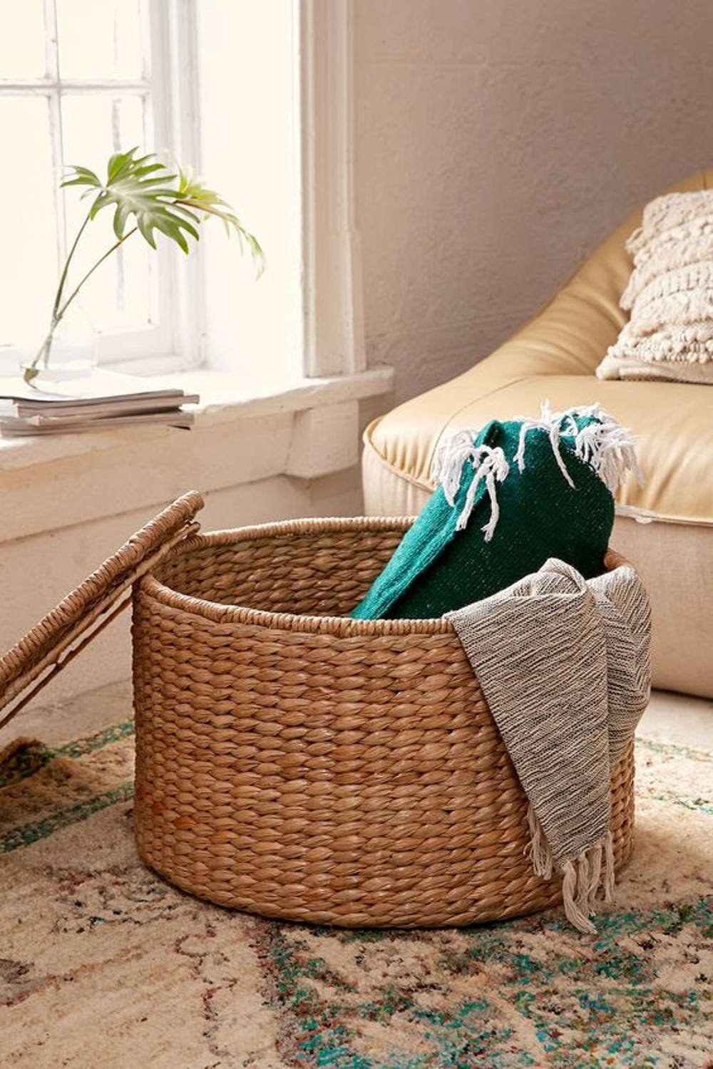 Rattan ottoman storage