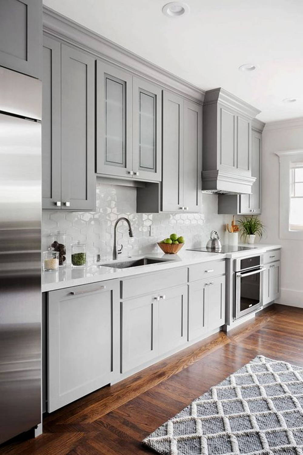 Grey kitchen cabinet