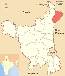 Map of Yamunanagar