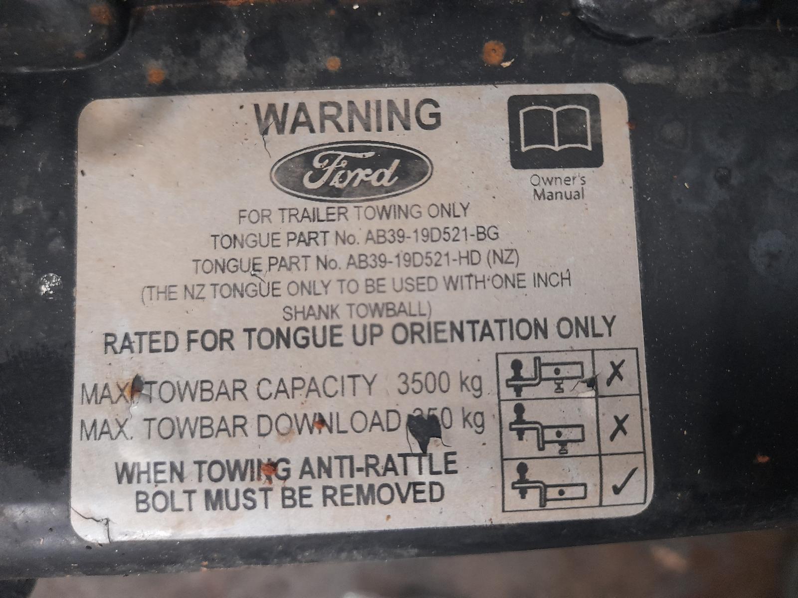 View Auto part Towbar Ford Ranger 2019