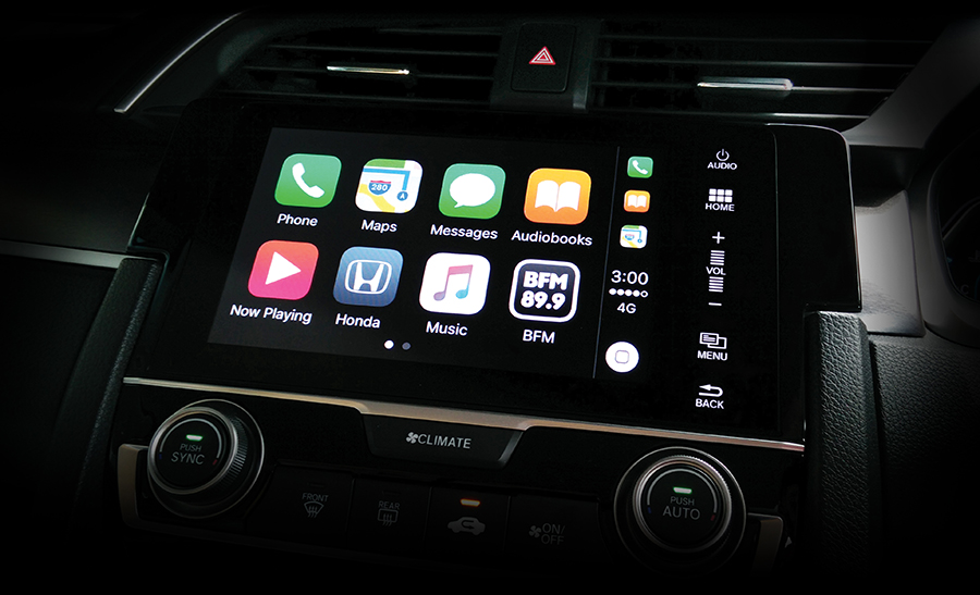 BFM app on Apple CarPlay system (as seen on a Honda car dashboard)