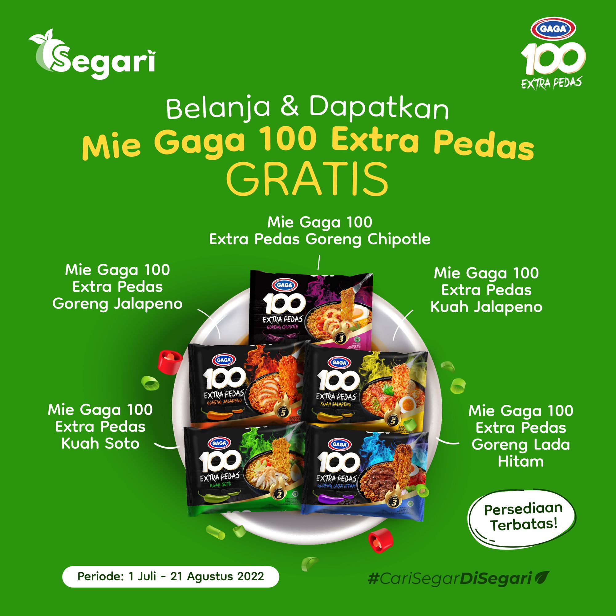 GRATIS CUMA UNTUK KAMU!
MIE GAGA 100 EXTRA PEDAS
