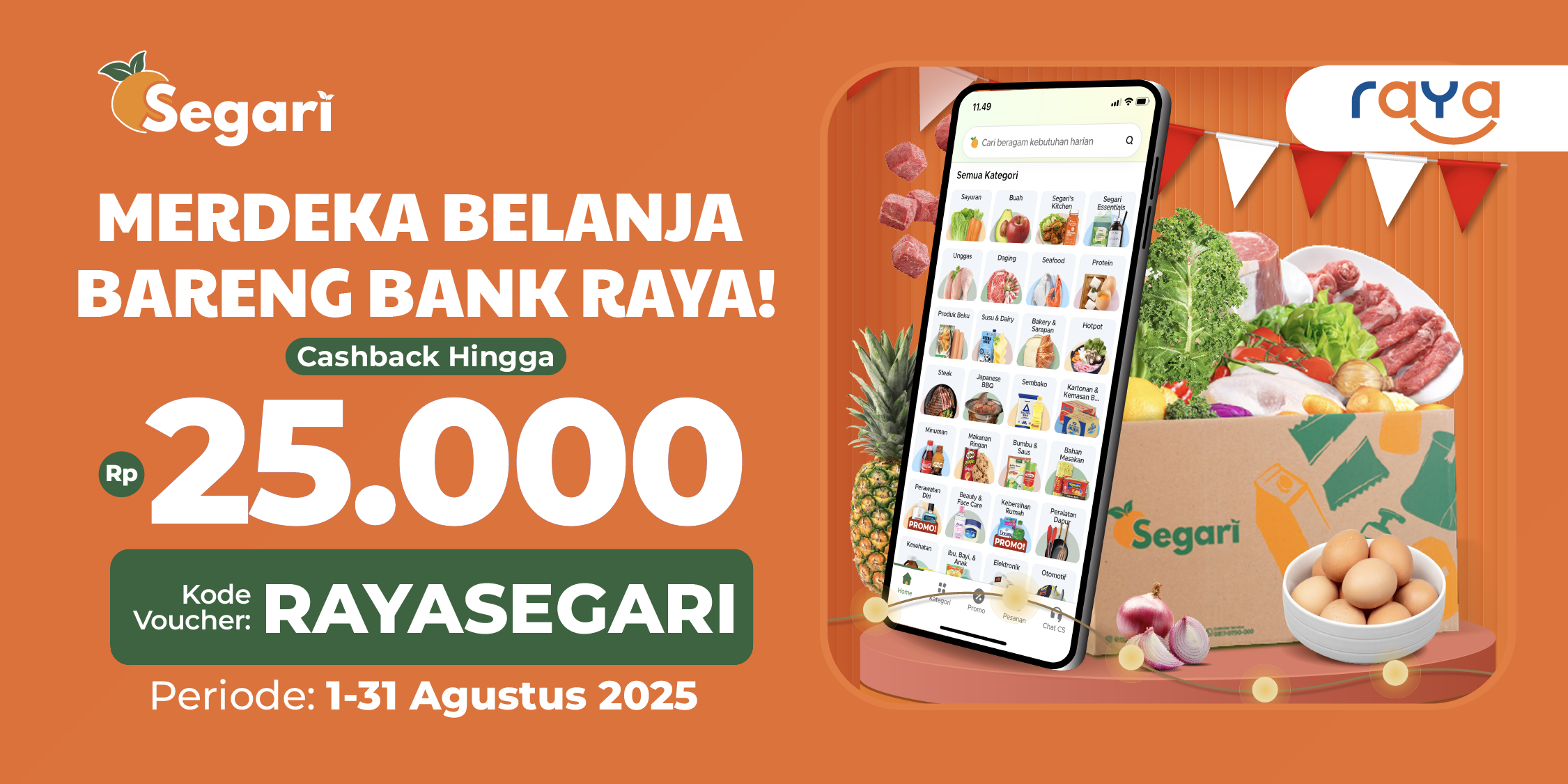 Merdeka Belanja Bareng Bank Raya! Cashback hingga 25.000