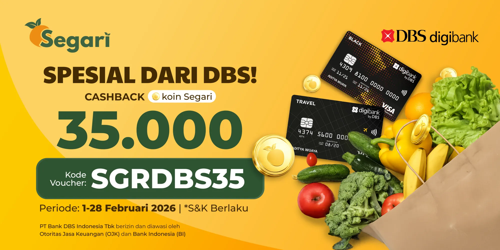 Spesial dari DBS CASHBACK KOIN SEGARI 35.000