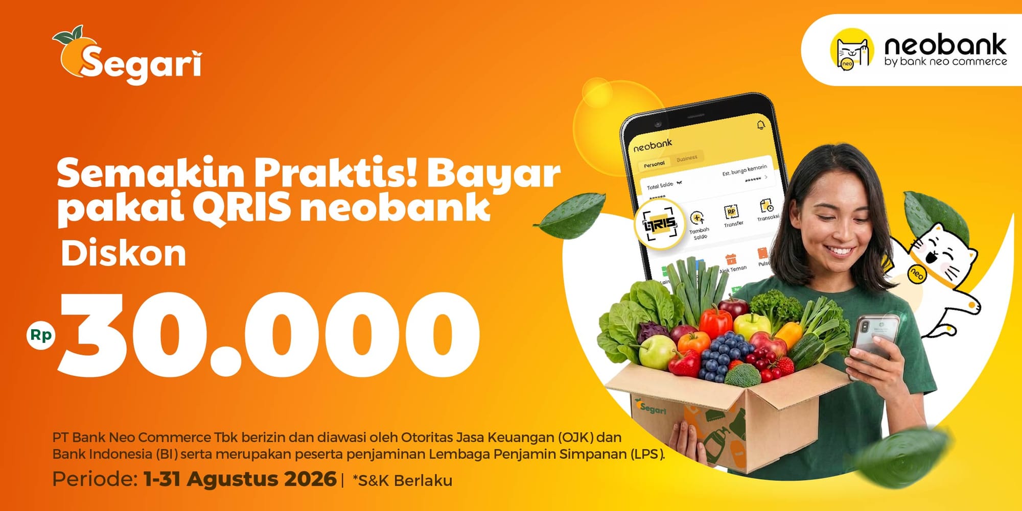 Semakin Praktis! Bayar Bayar Pakai QRIS Neobank Diskon Rp30.000