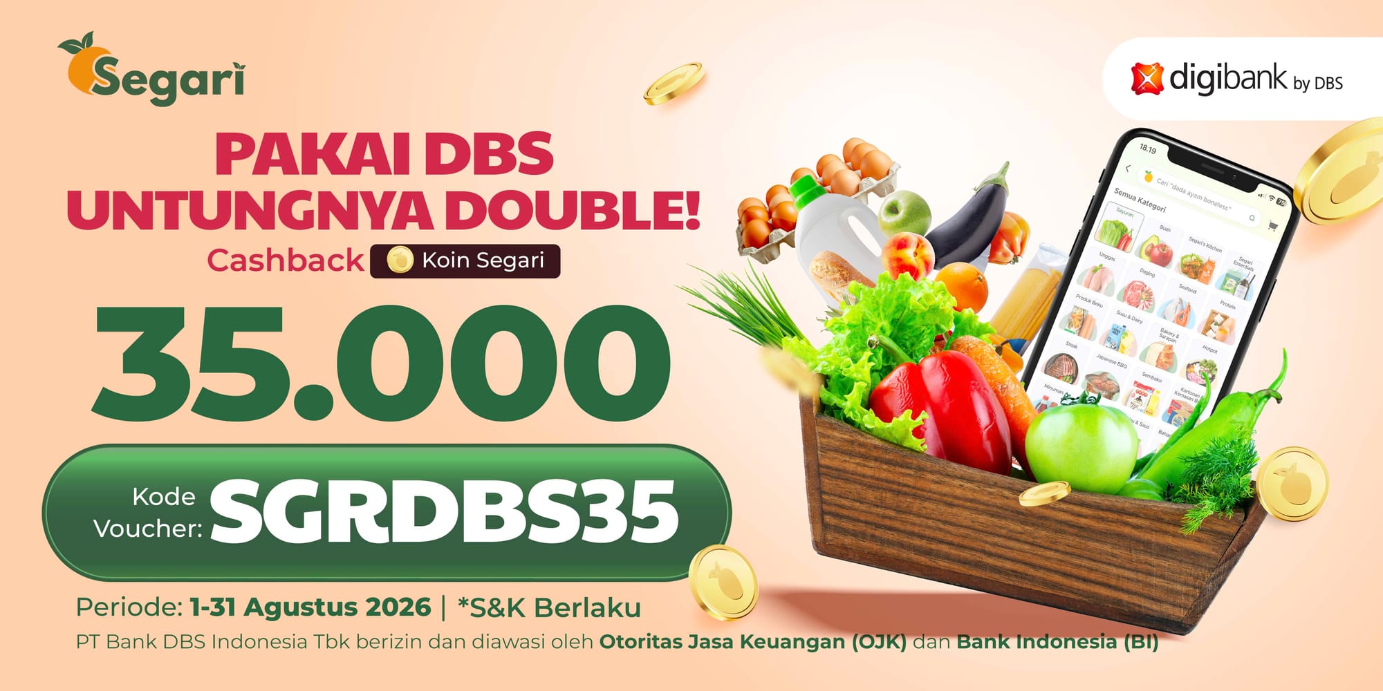 Pakai DBS Untungnya Double Cashback Koin Segari 35.000