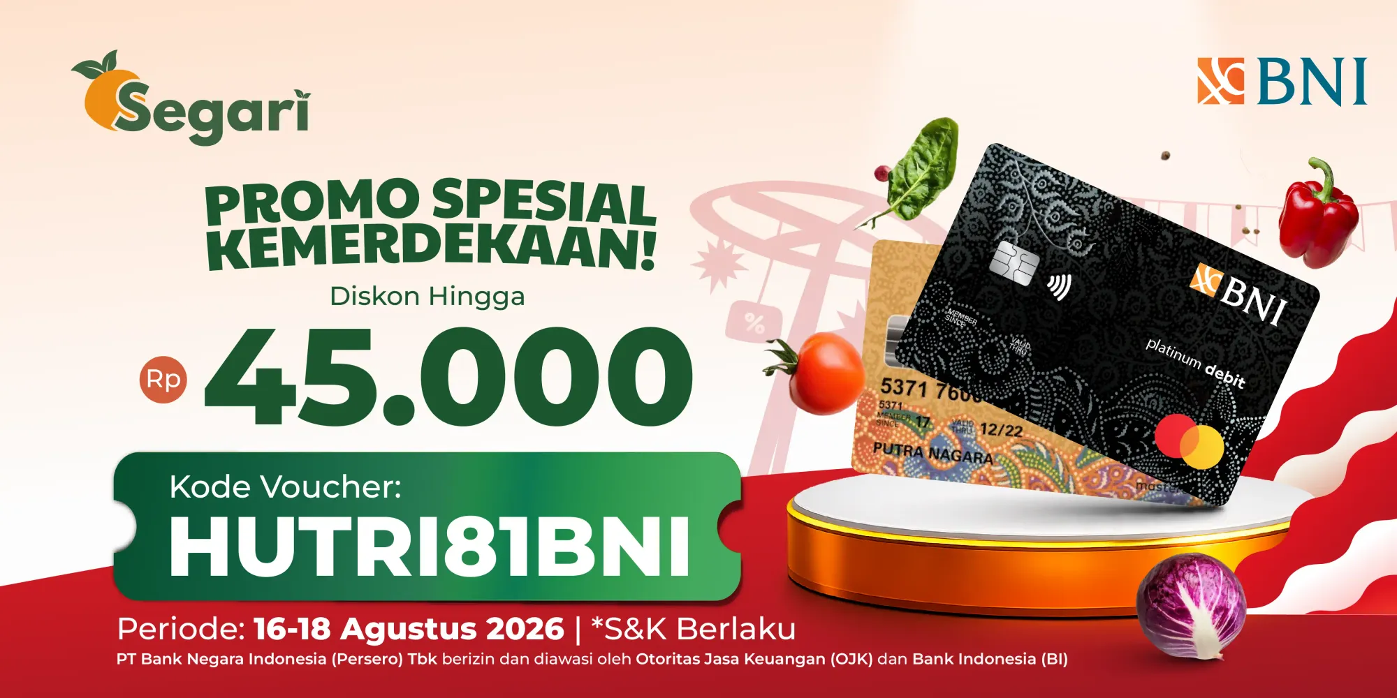 Promo BNI Spesial Kemerdekan DISKON HINGGA  Rp45.000