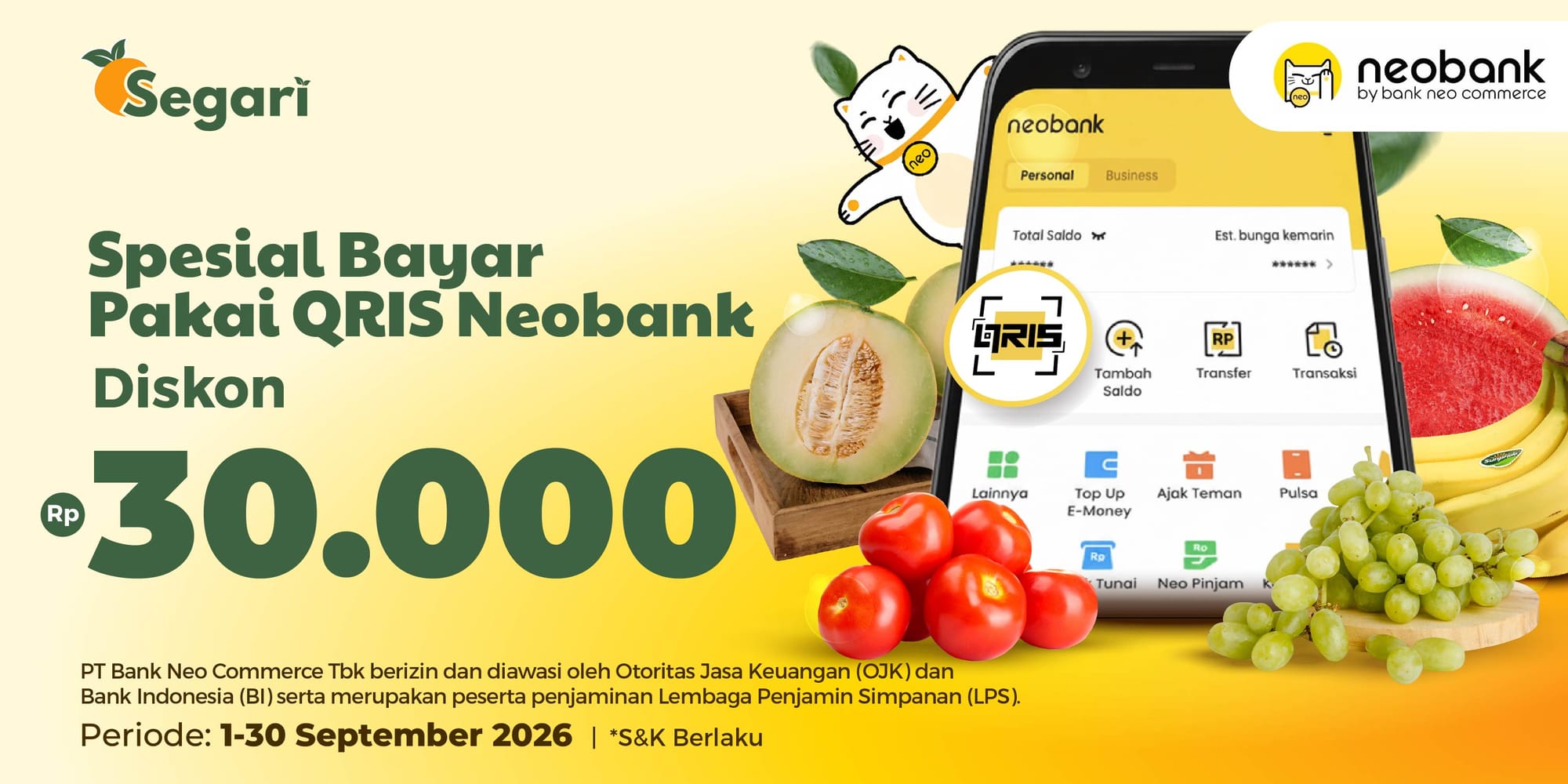 Spesial Bayar Pakai QRIS Neobank  Diskon Hingga Rp30.000