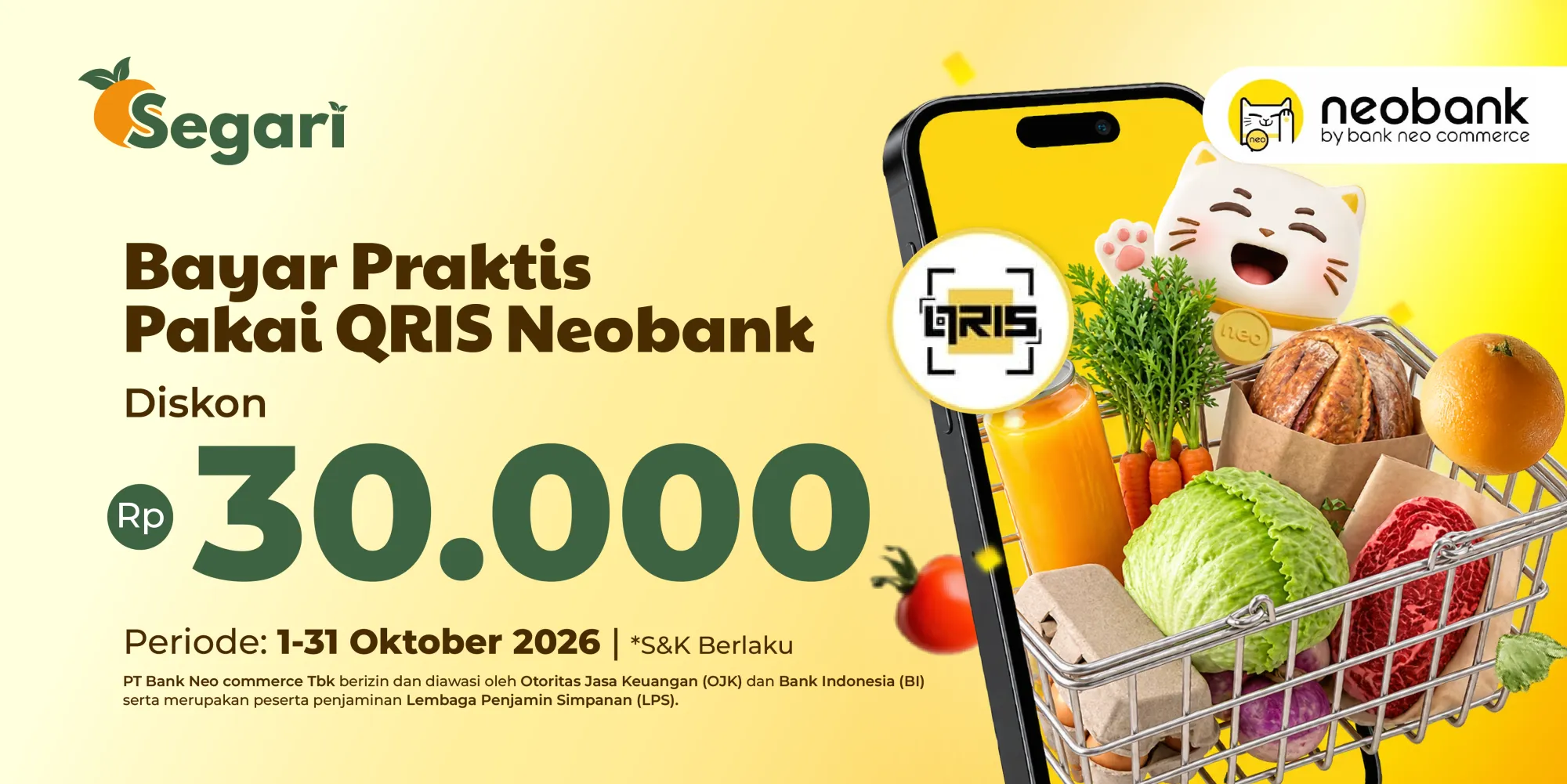 Bayar Praktis Pakai QRIS Neobank Diskon Rp30.000