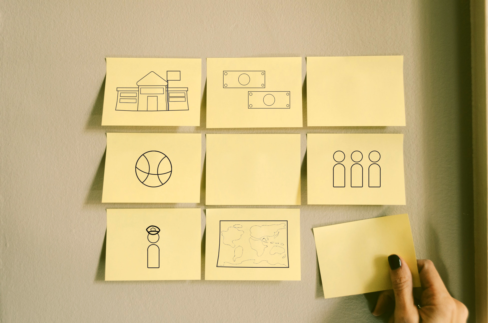 sticky notes with images of the factors in choosing a college