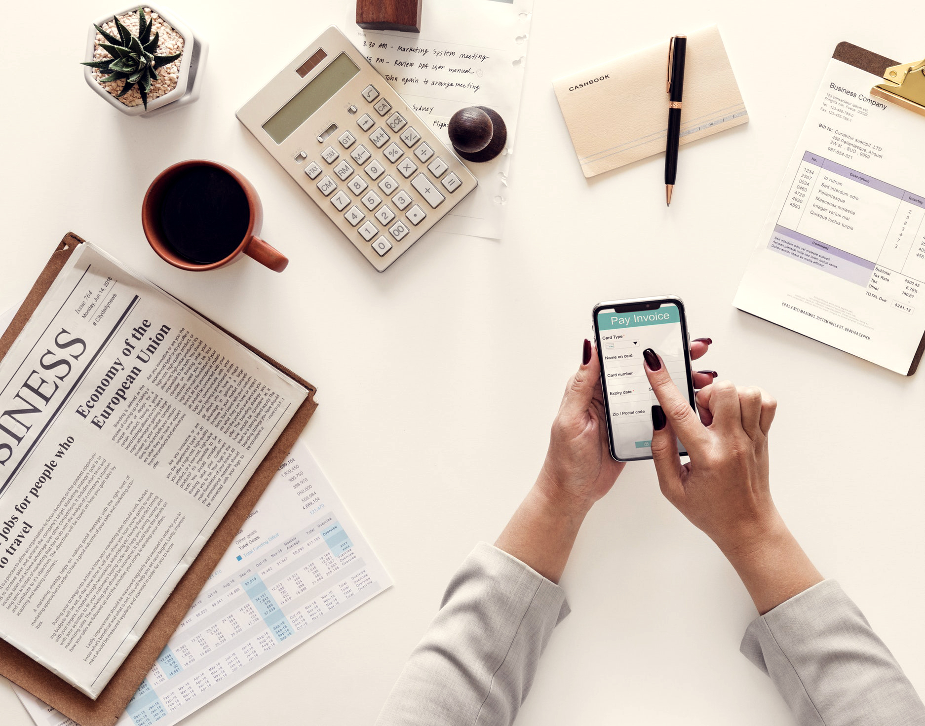 person computing expenses