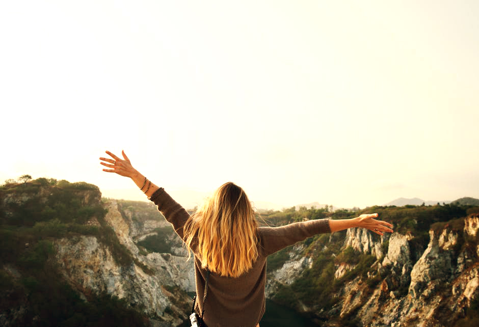 woman on a mountain
