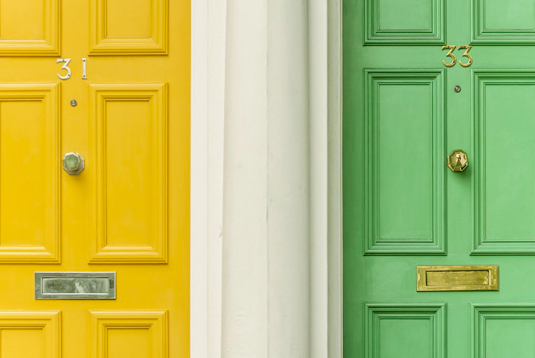two colored doors