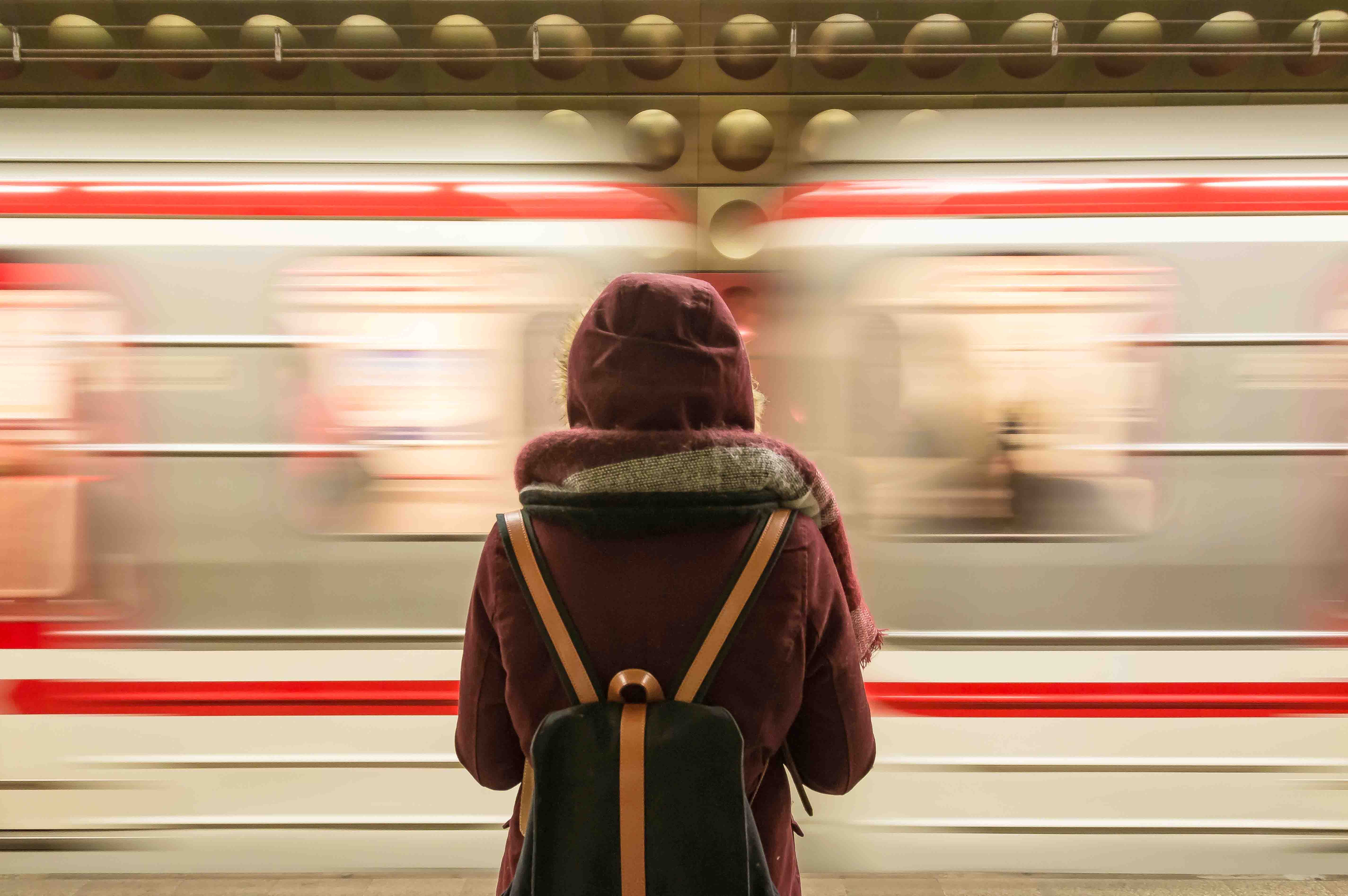 girl waiting for the train