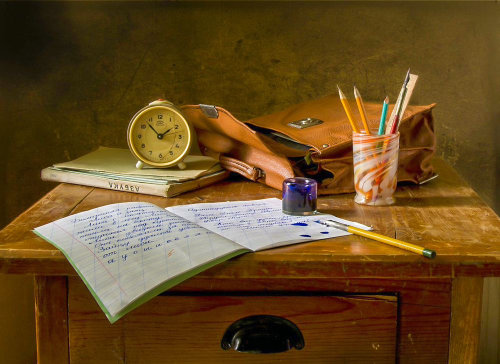 school supplies in preparation for an exam