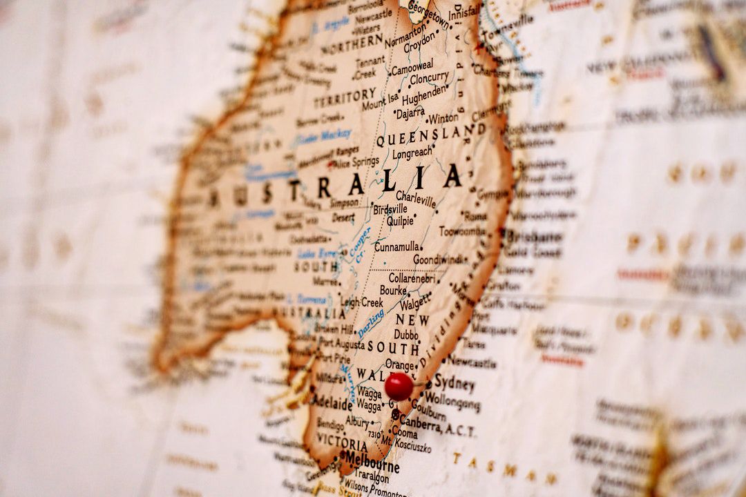 Map of Australia and its cities and states
