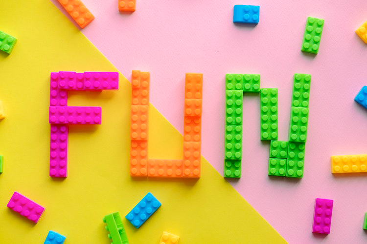 lego blocks spelling the word fun