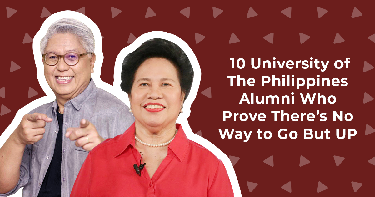 UP alumni photo collage showing Miriam Defensor Santiago and Ryan Cayabyab