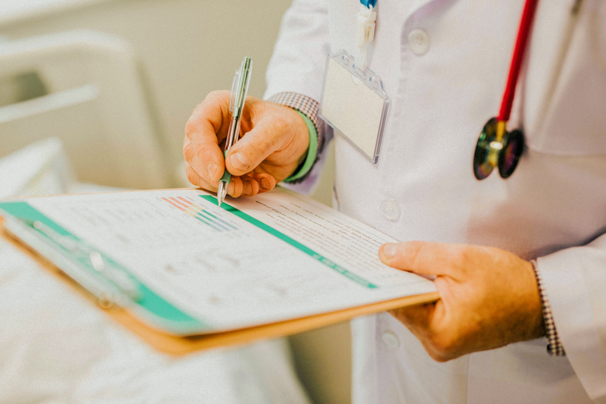 Global Health professional with a medical chart