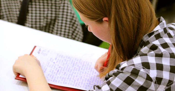 student doing an ACT writing test