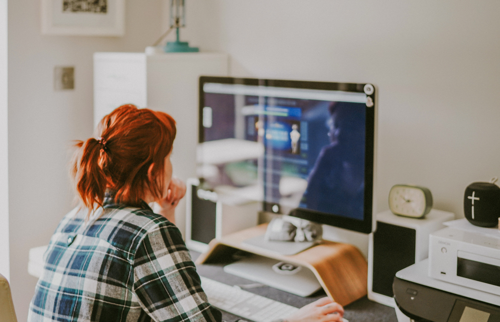 female freelancer working on a computer