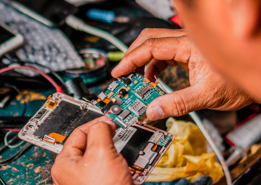 tinkering with electrical components