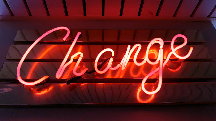 "change" neon sign
