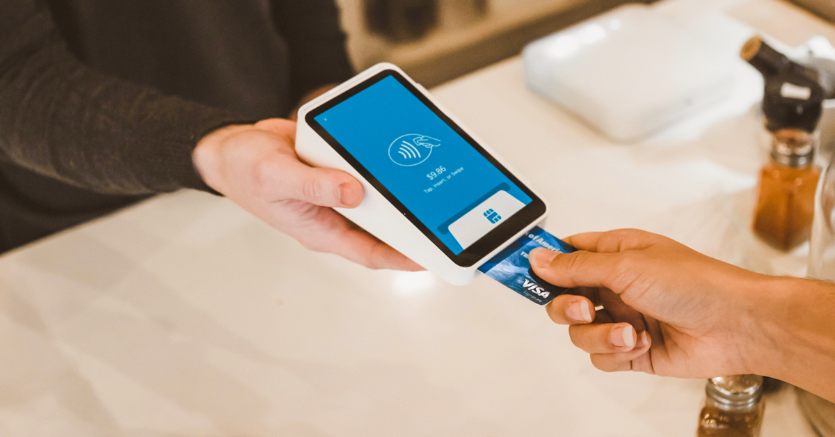 swiping credit card in device