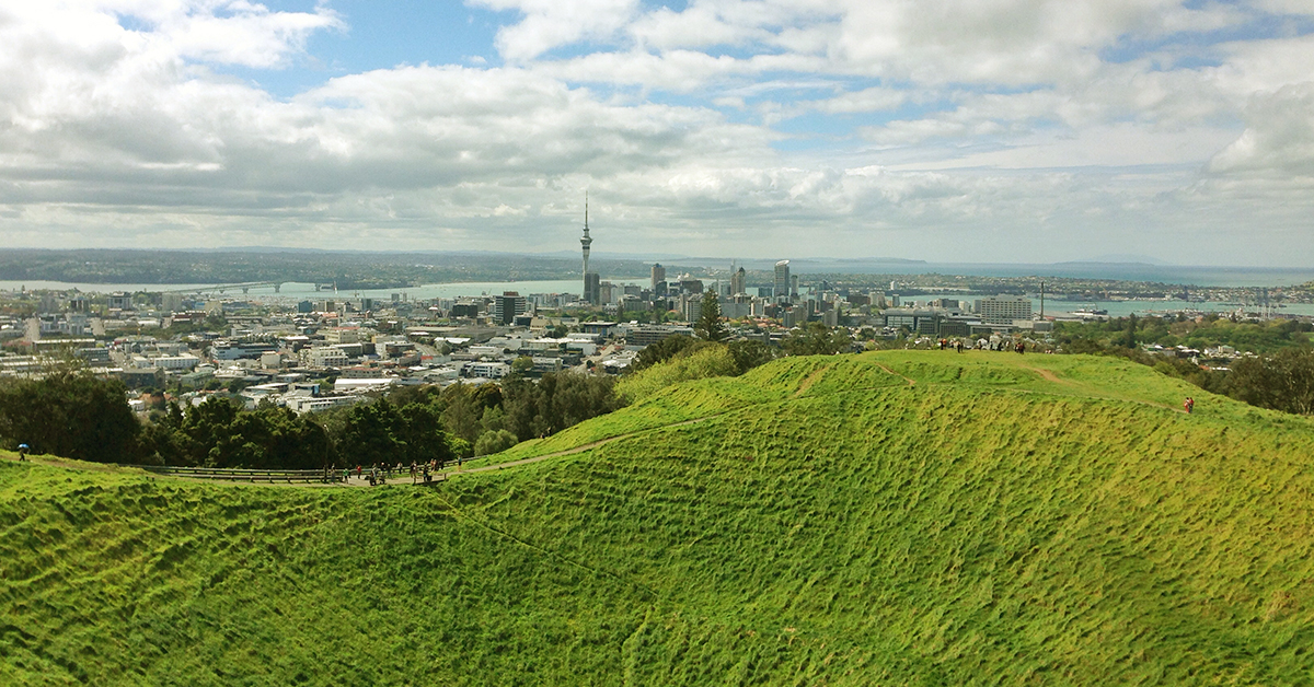 bird's eye view of mountain and city in new zealand