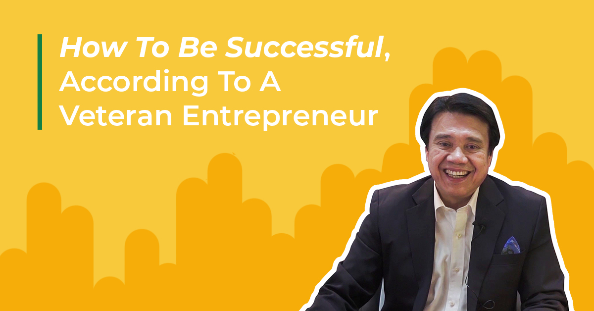 collage of smiling businessman with text, "how to be successful, according to a veteran entrepreneur"