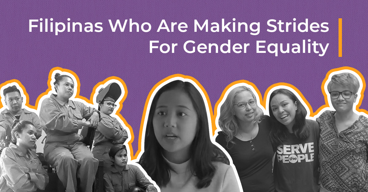 gender equality collage showing TESDA women, Chiara Ledesma, and Kelsey Hadjirul with her mothers