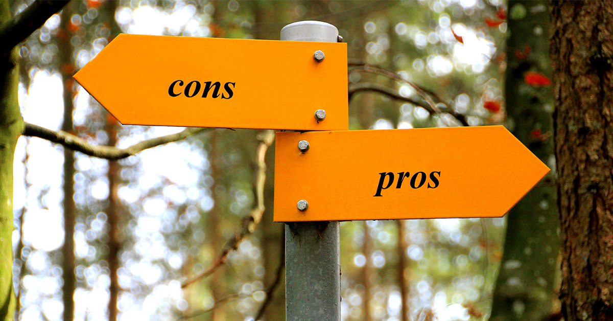 directional signage that say pros and cons